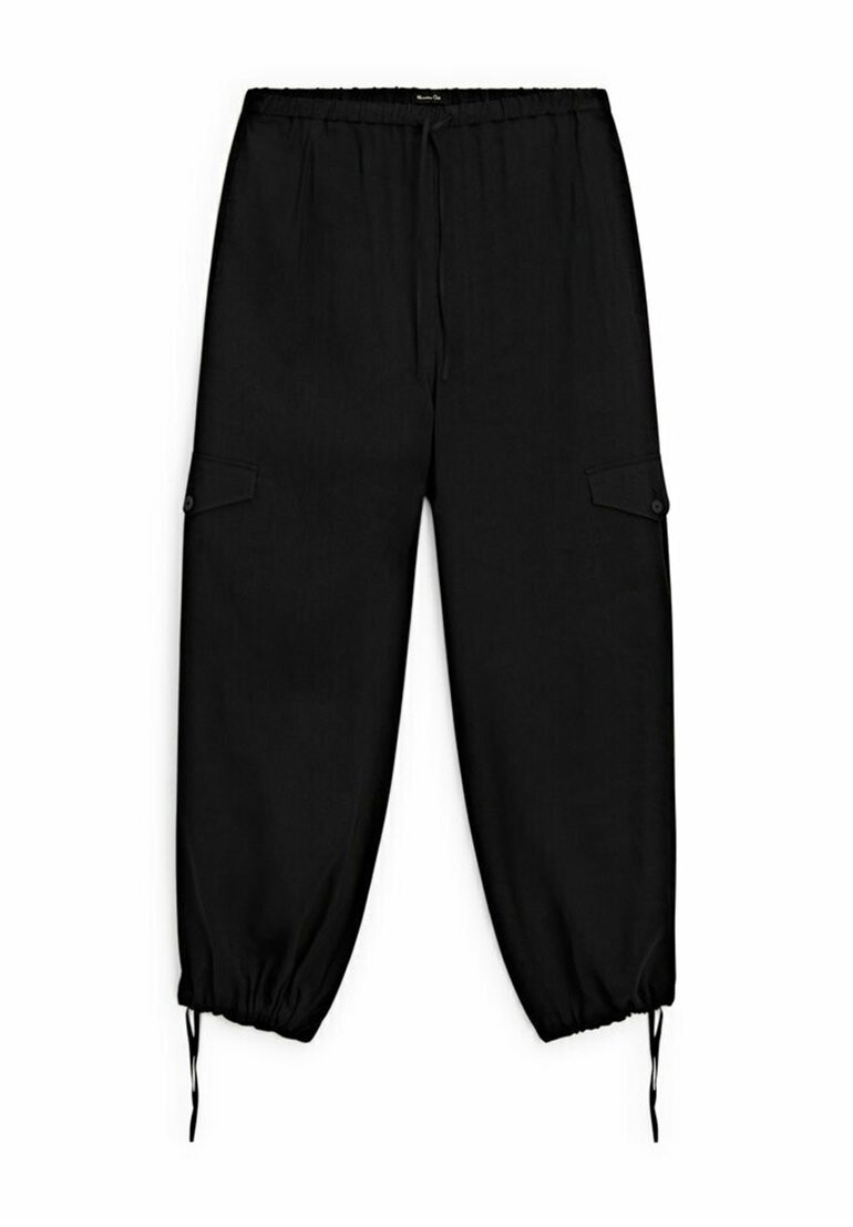 

Брюки карго Fluid With Lace Up Detail Massimo Dutti, черные