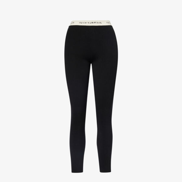

Легинсы в рубчик из эластичной ткани с фирменным поясом Sporty & Rich, черный