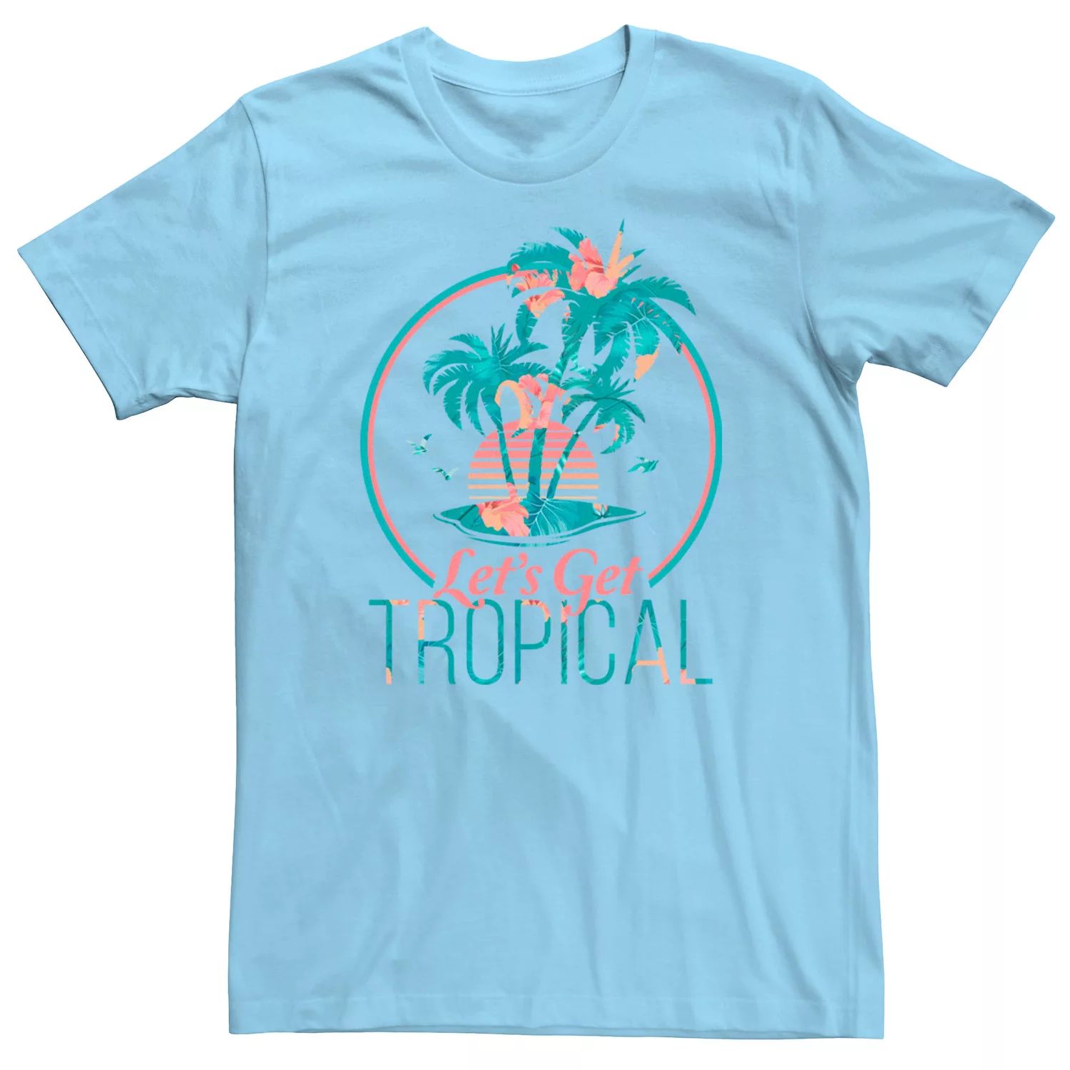 Мужская футболка Lets Get Tropical Island с цветочным наполнением Licensed Character, светло-синий