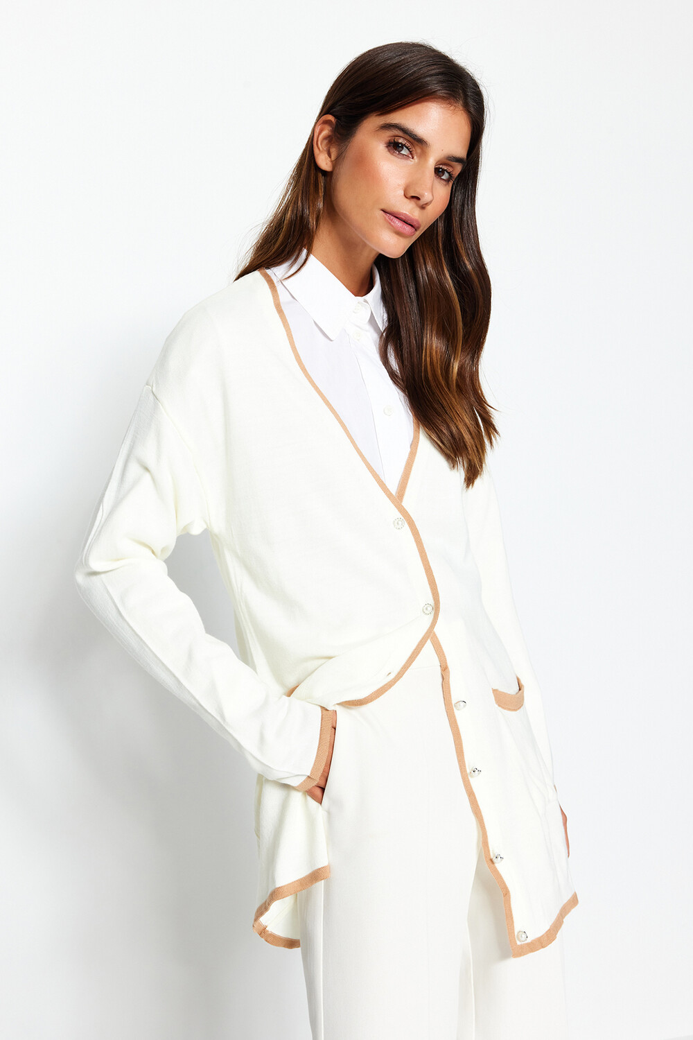

Кардиган - Экрю - Классический крой Trendyol Modest, экрю