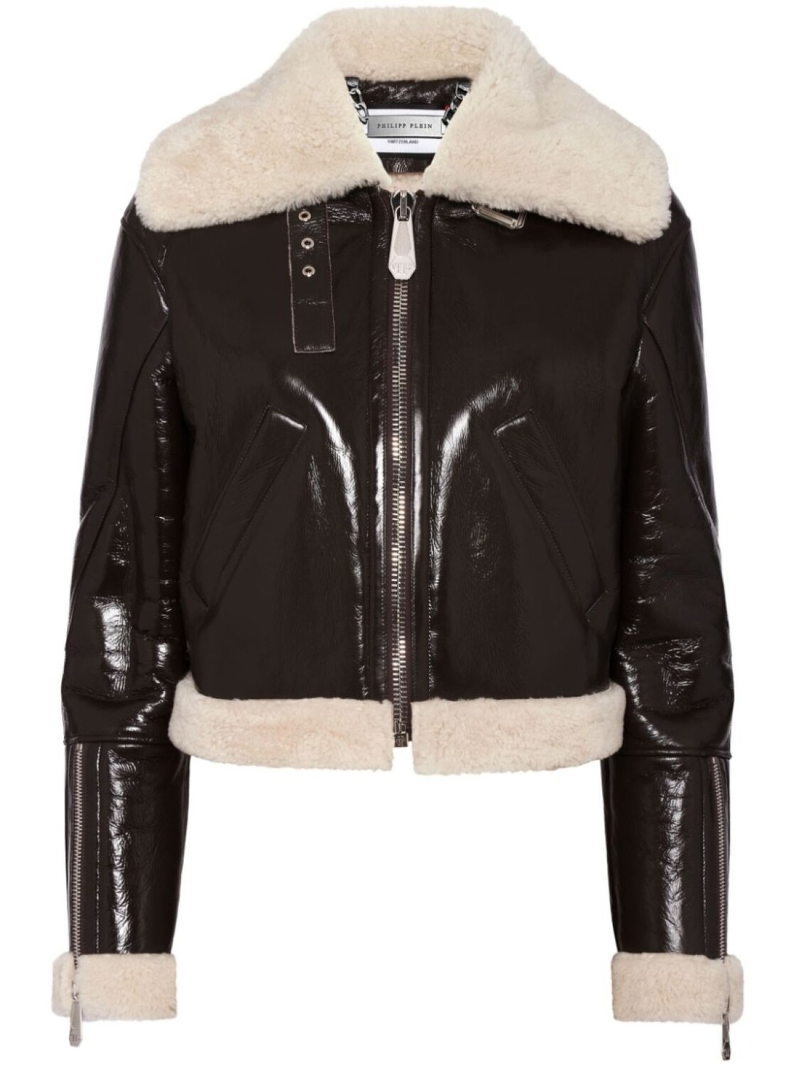 

Укороченная куртка с отделкой из овчины Philipp Plein, коричневый