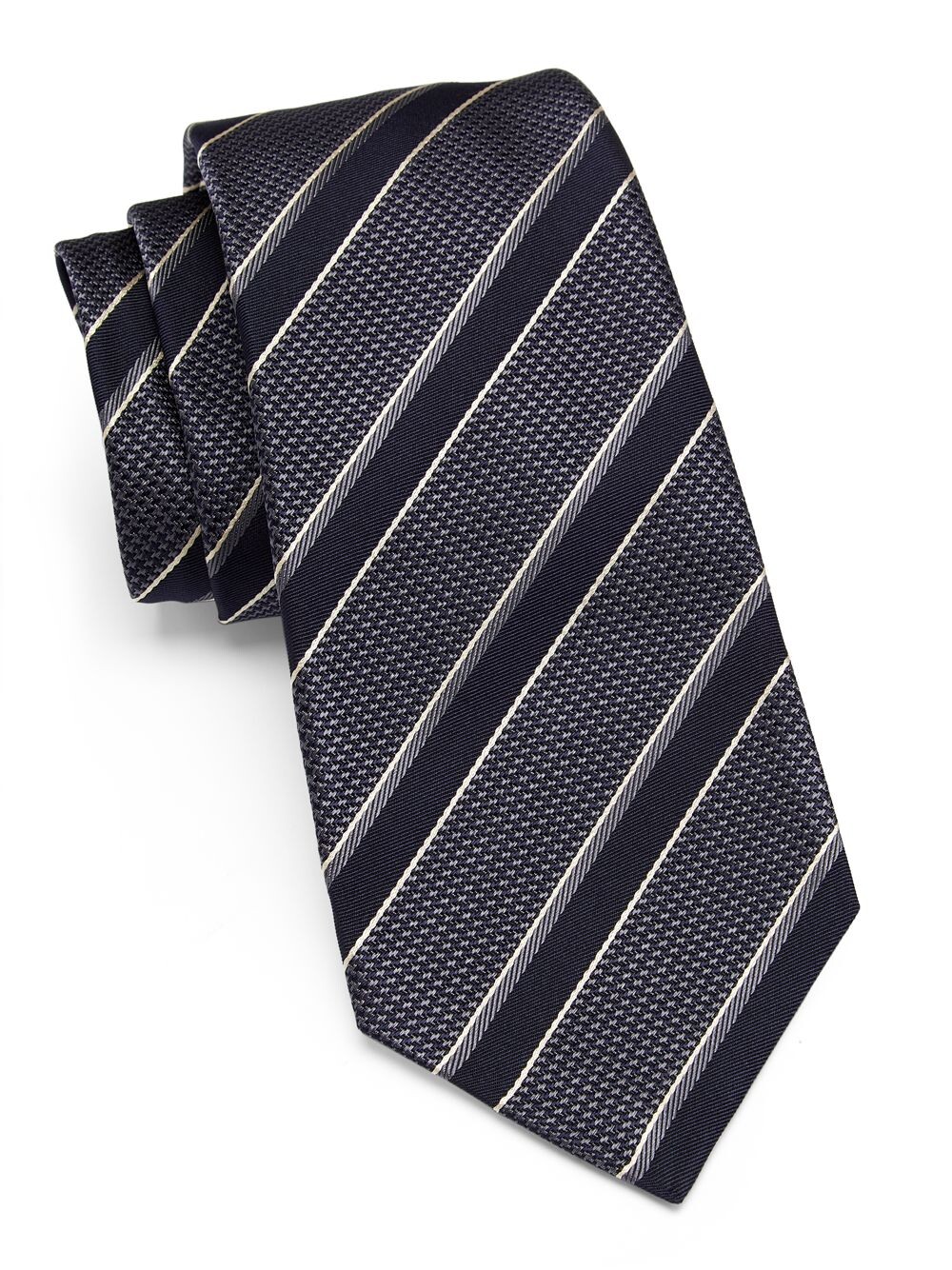 

Полосатый шелковый галстук Kiton, синий