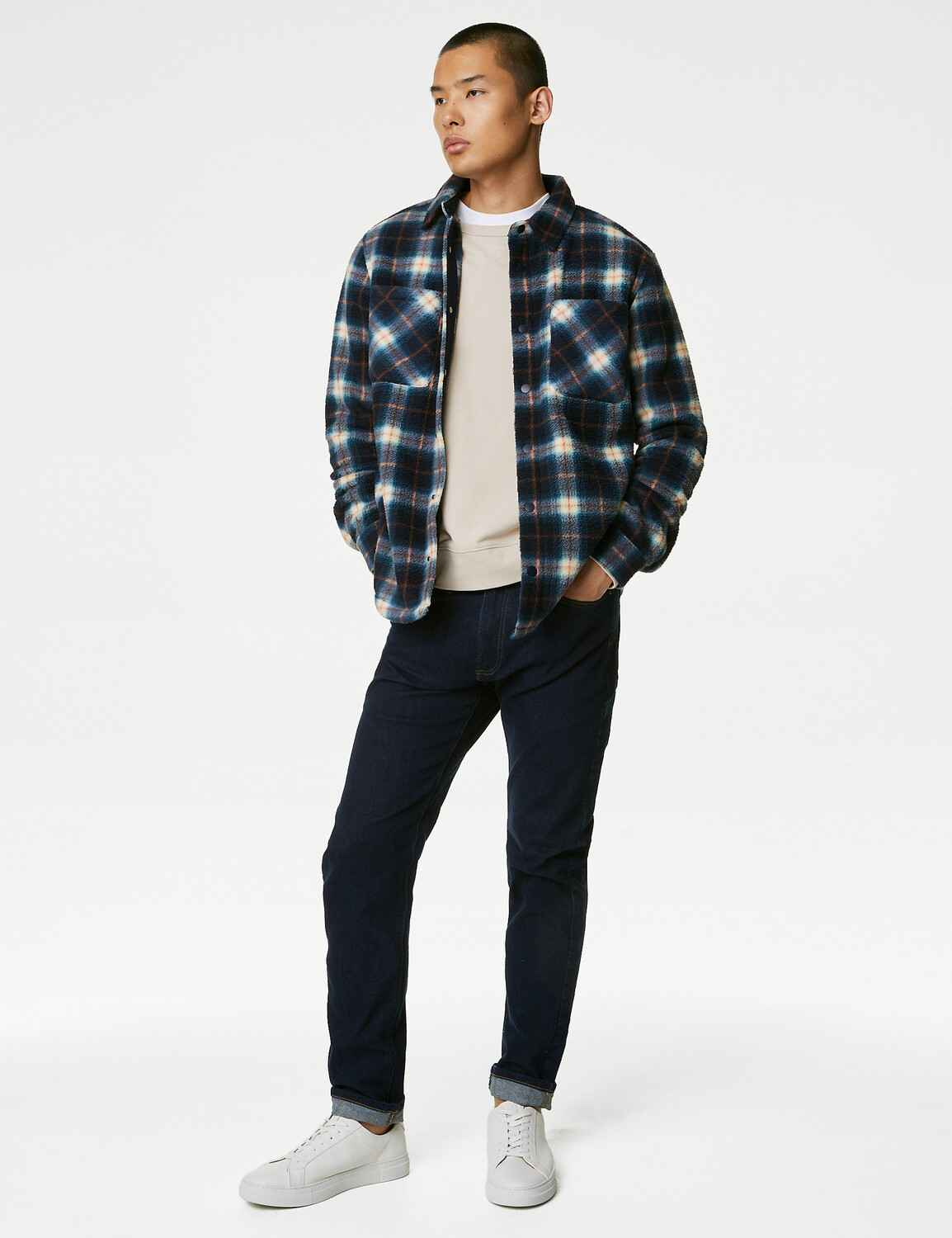 

Флисовая рубашка в клетку Polar Marks & Spencer, синий микс
