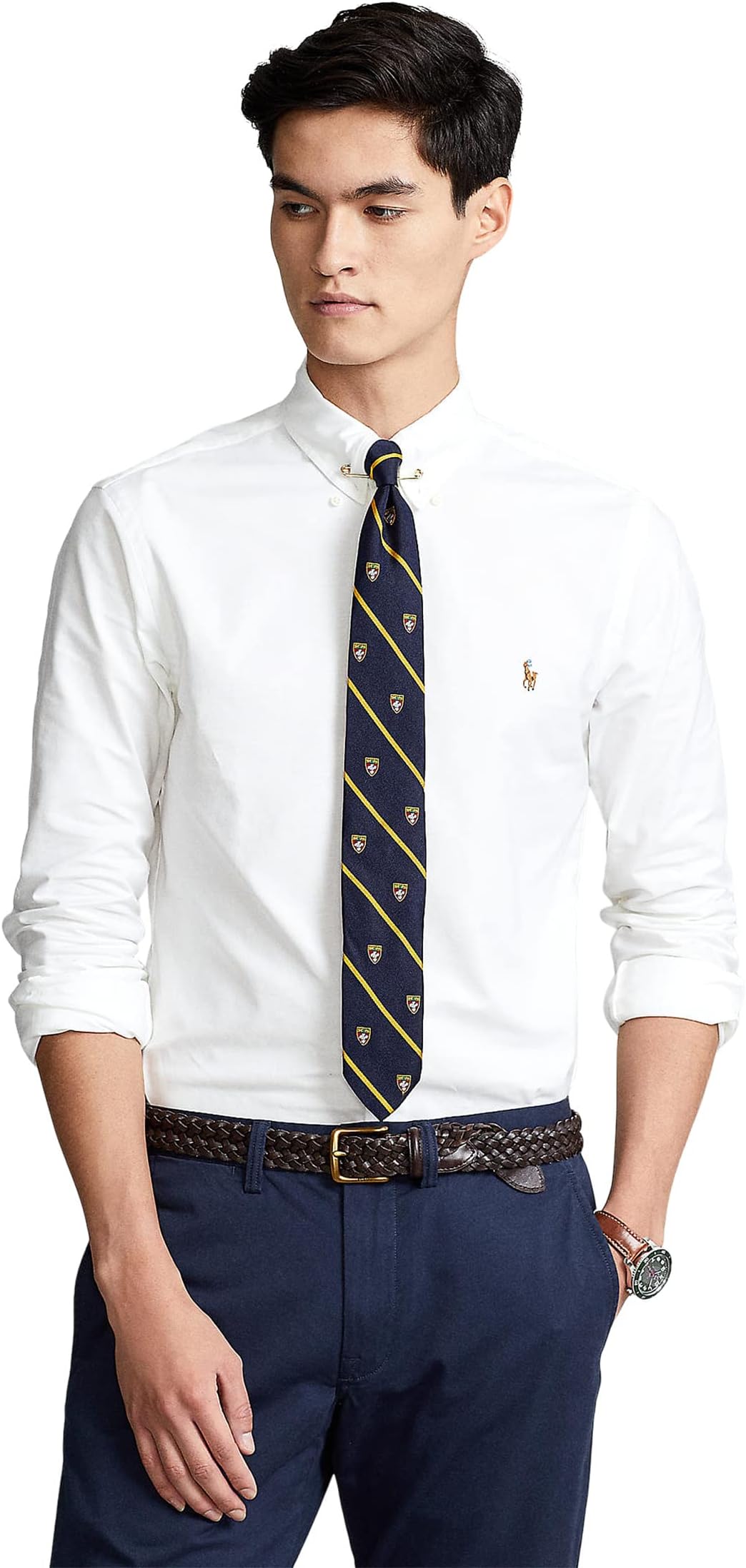 Рубашка из оксфорда приталенного кроя стрейч Polo Ralph Lauren, цвет Bsr White цена и фото