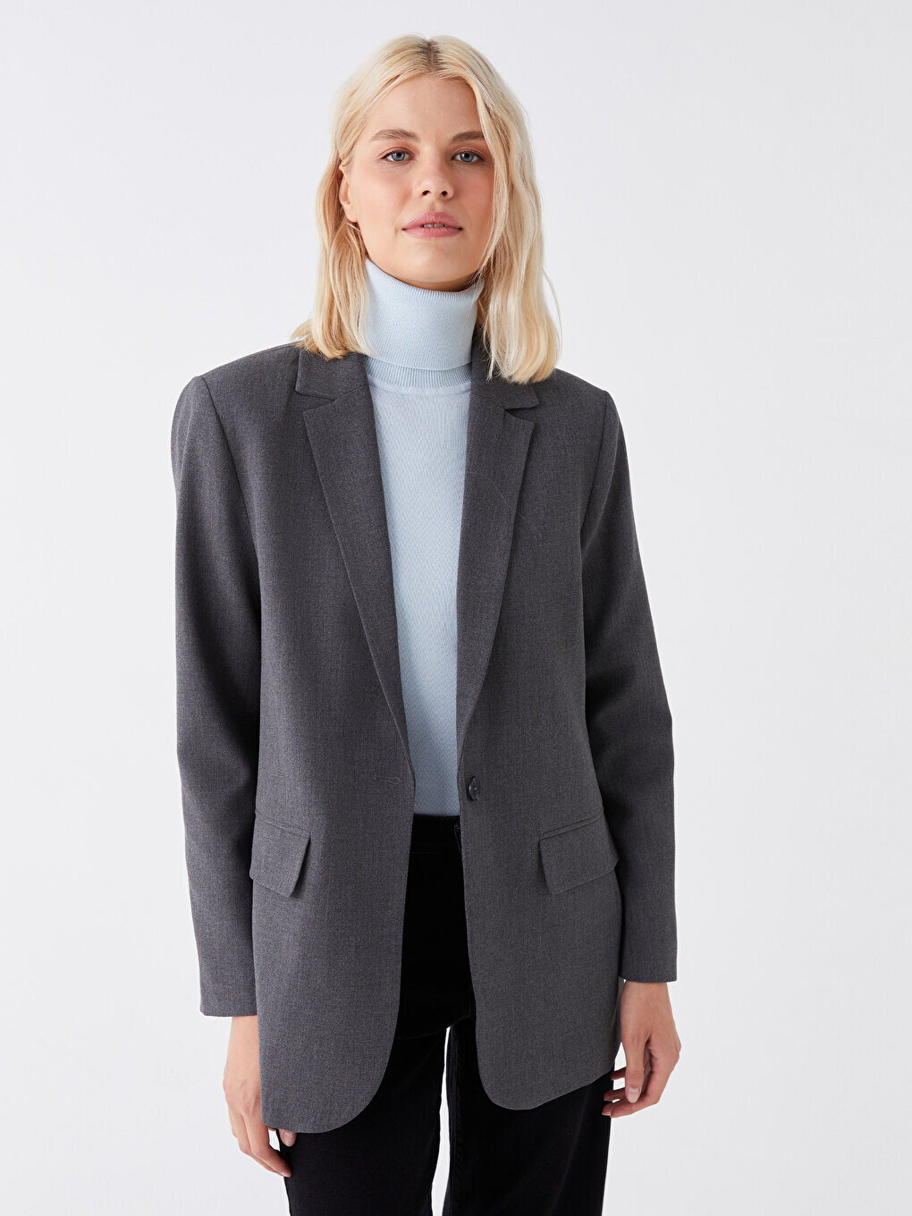 

Однотонная женская куртка с длинным рукавом LCW Casual