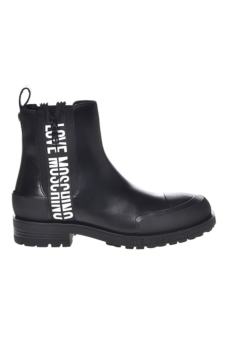 

Кожаные ботинки с контрастным логотипом Love Moschino, черный