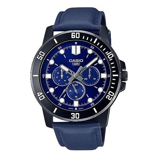 

Часы Men's CASIO Dress Series Classic Minimalistic Sports 45mm waterproof Strap Mens Blue Analog, синий