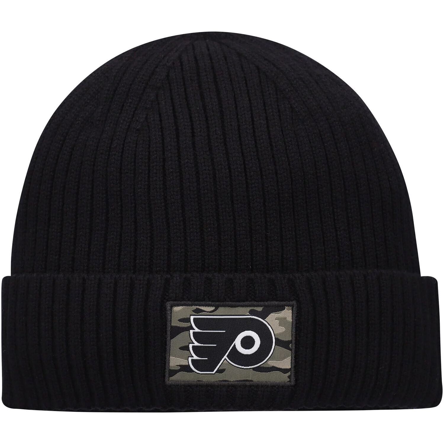 

Мужская черная вязаная шапка с манжетами в стиле милитари adidas Philadelphia Flyers