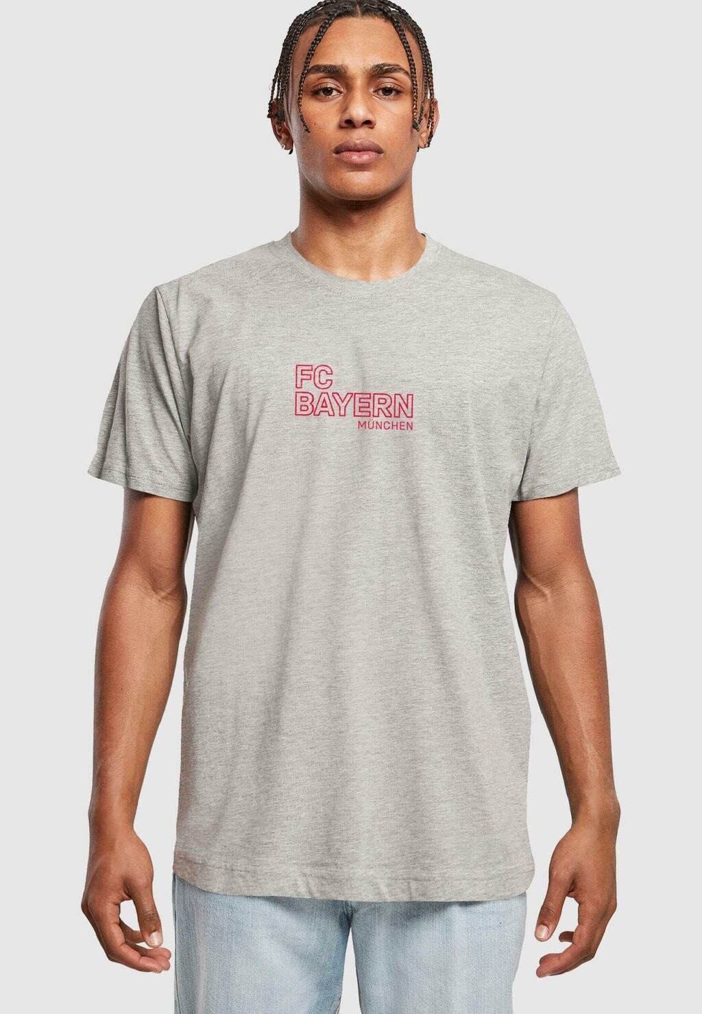 Футболка с принтом ROUND NECK FC Bayern München, цвет heather grey