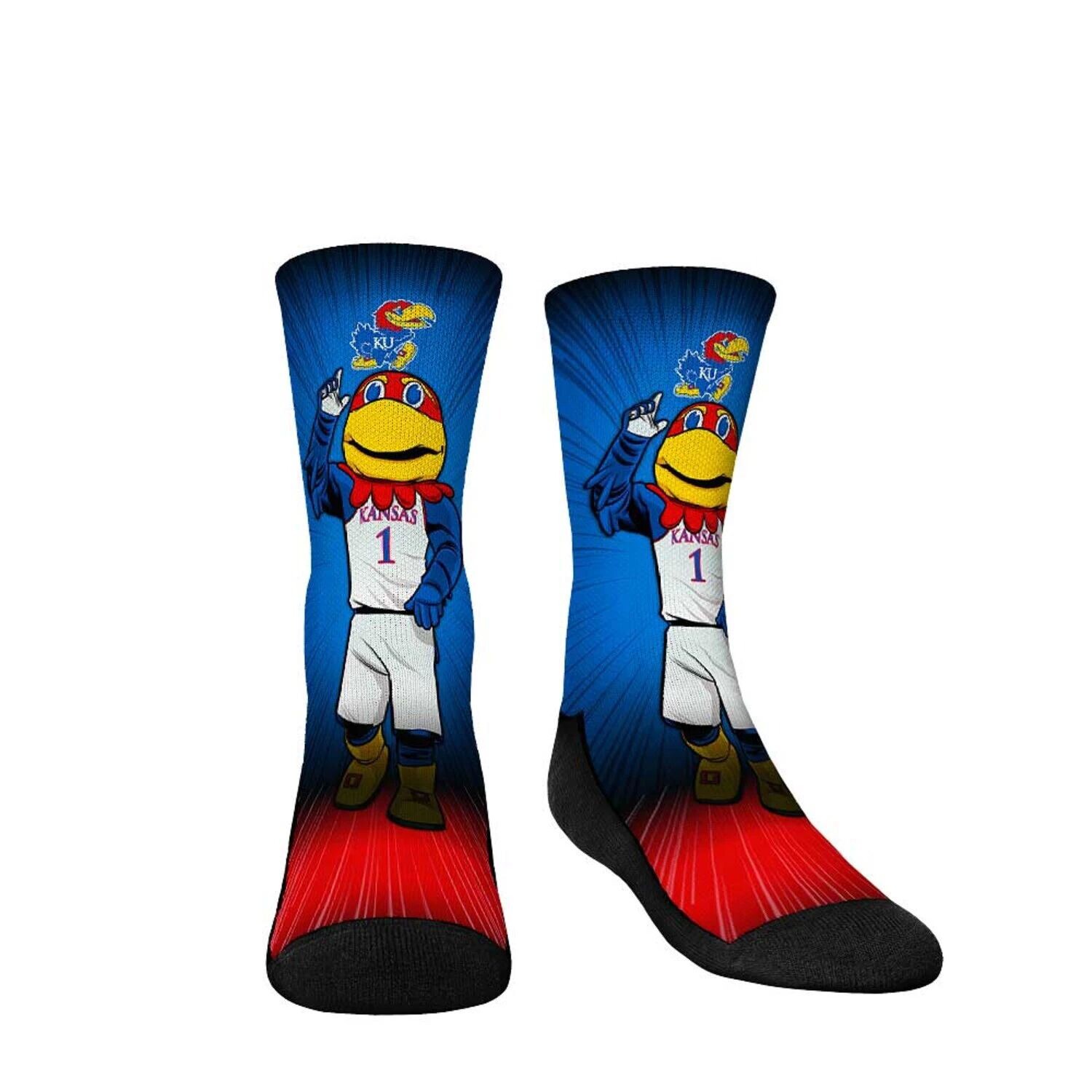 

Молодежные носки Rock Em Носки с талисманом Kansas Jayhawks Pump Up Crew Unbranded