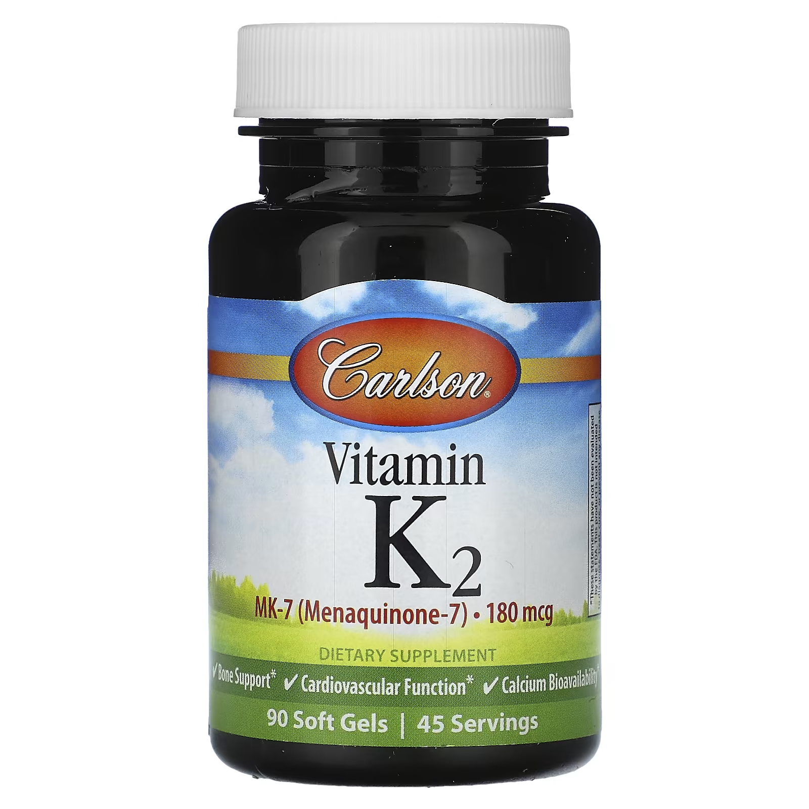 Витамин K2 Carlson 180 мкг, 90 мягких таблеток swanson maximum strength real food k2 200 мкг 30 мягких таблеток