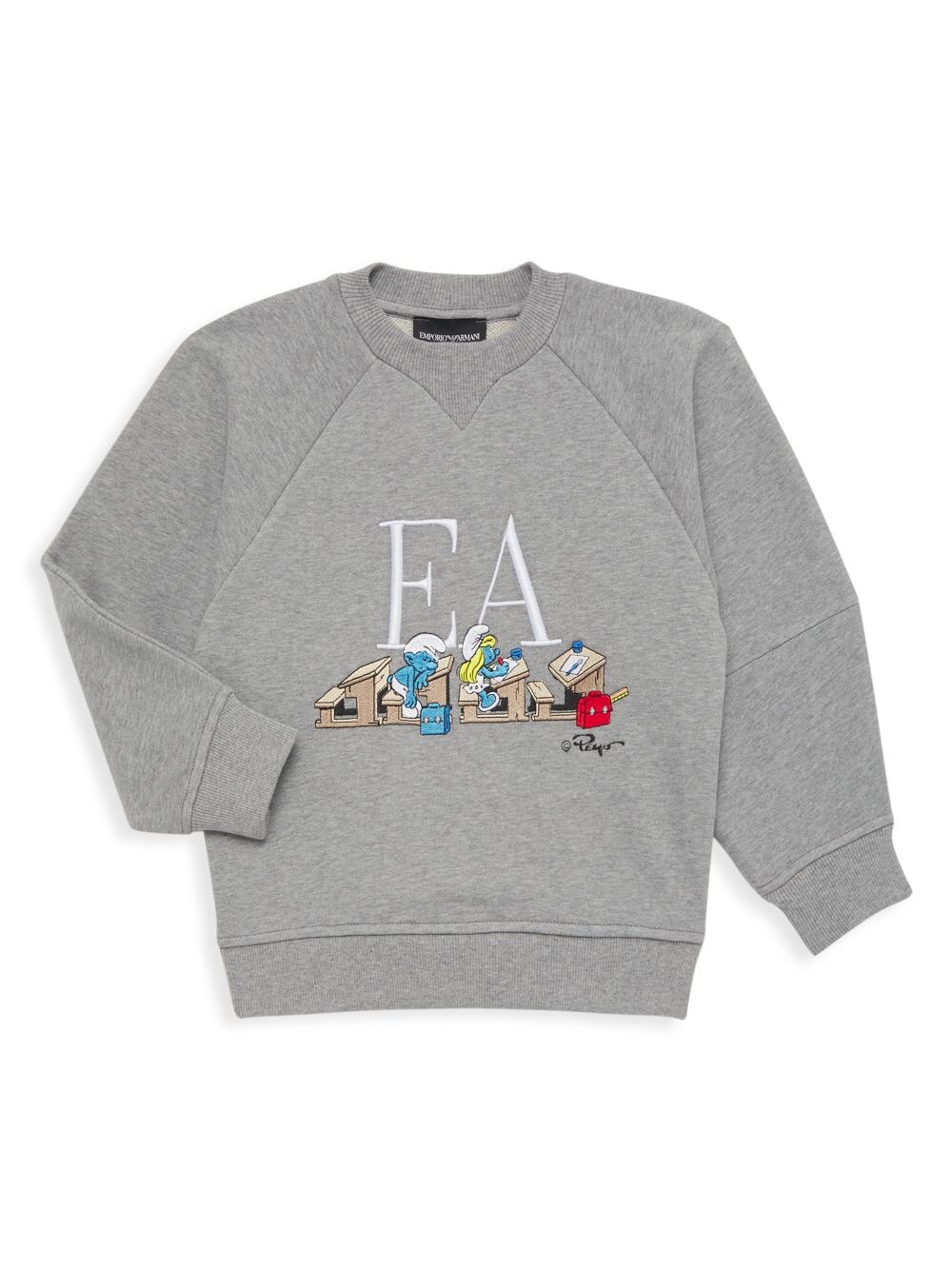 

Толстовка с логотипом Little Boy's & Boy's Smurf Logo Emporio Armani, серый
