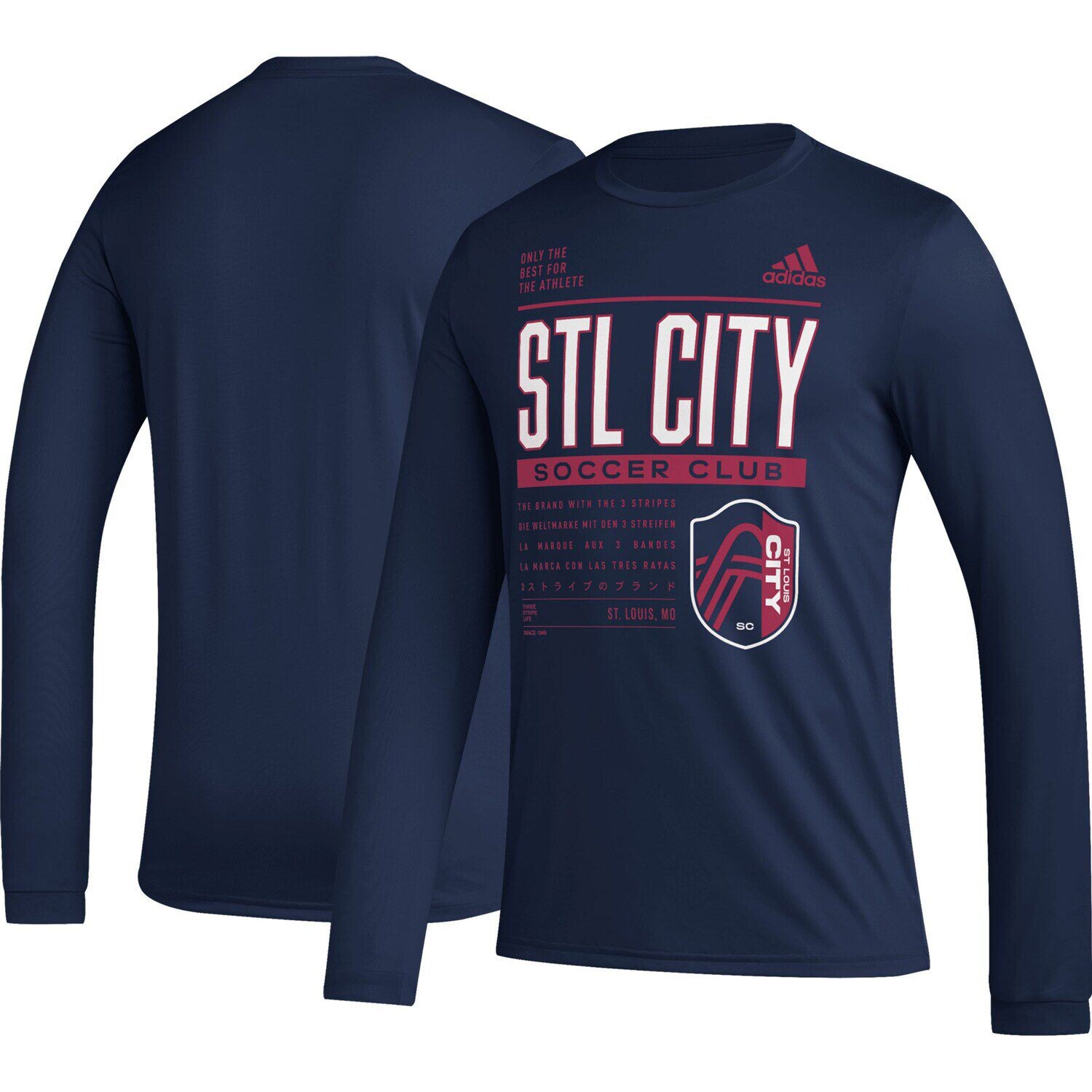 

Мужская темно-синяя футболка с длинным рукавом St. Louis City SC Club DNA adidas, Синий