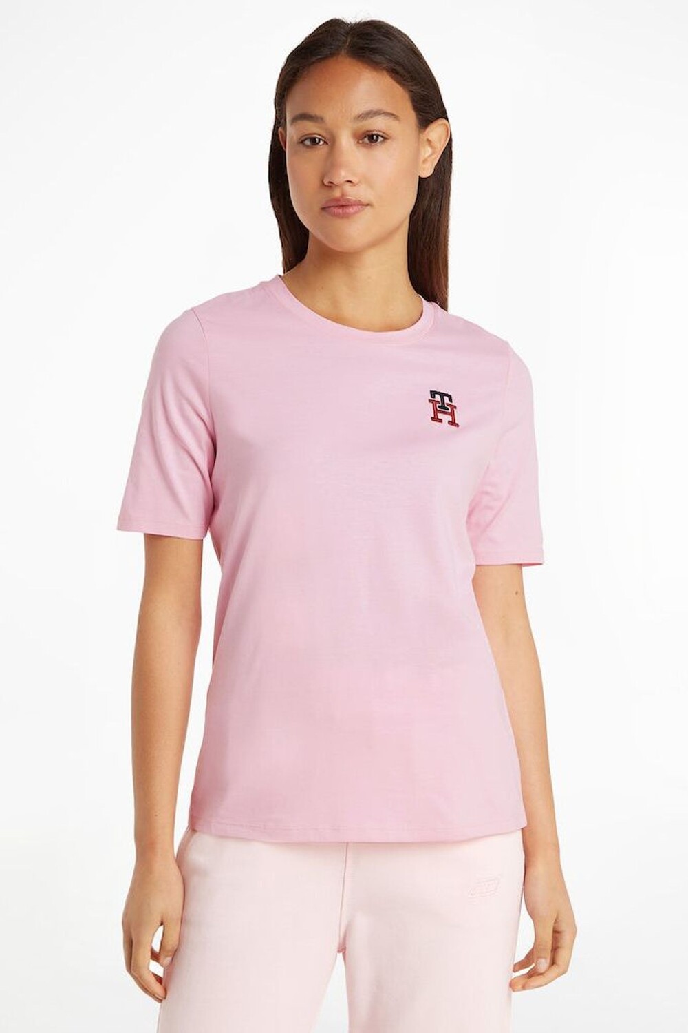 

Розовая футболка с монограммой Tommy Hilfiger, розовый
