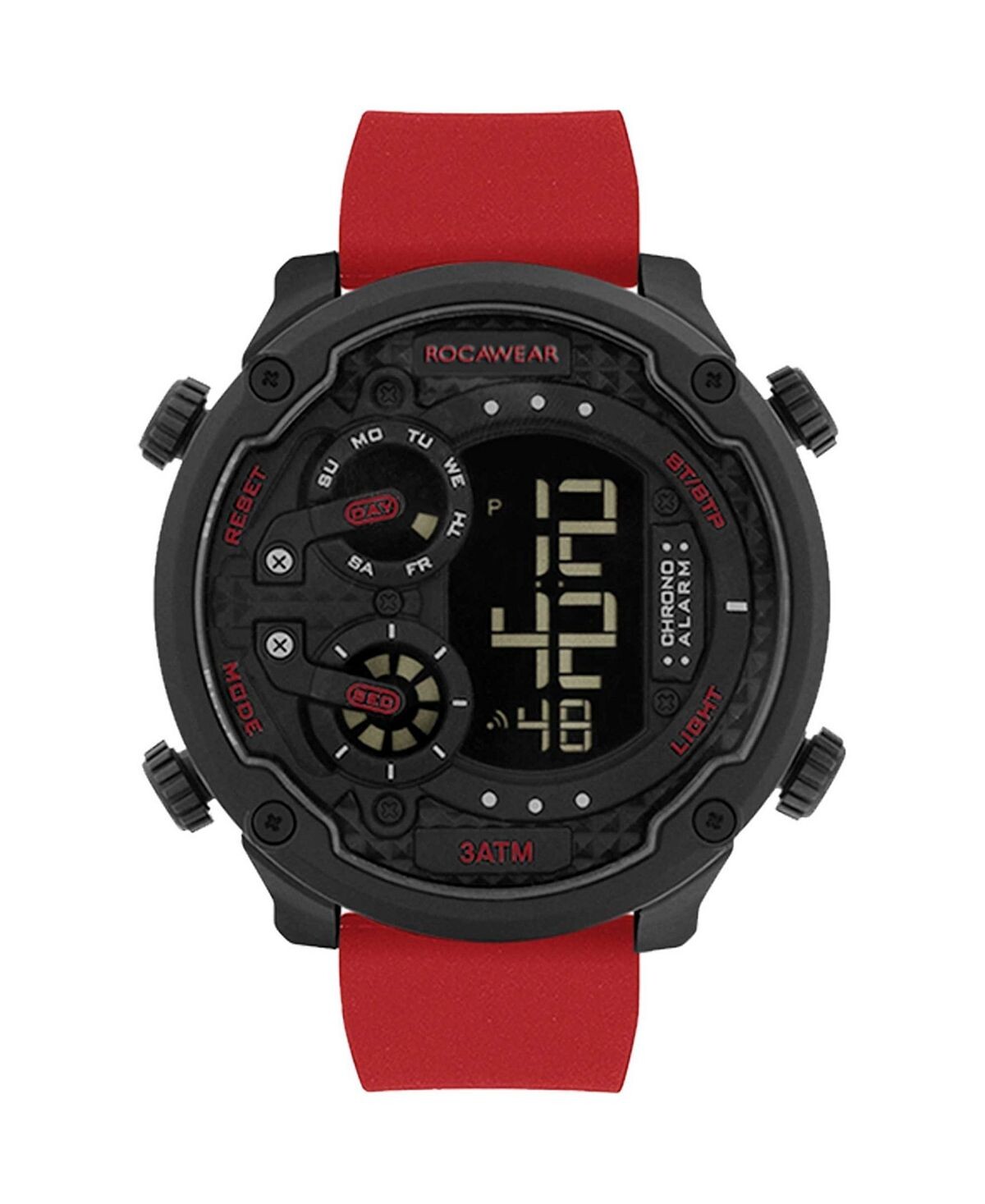 

Мужские цифровые часы с красным силиконовым ремешком, 52 x 65 мм Rocawear