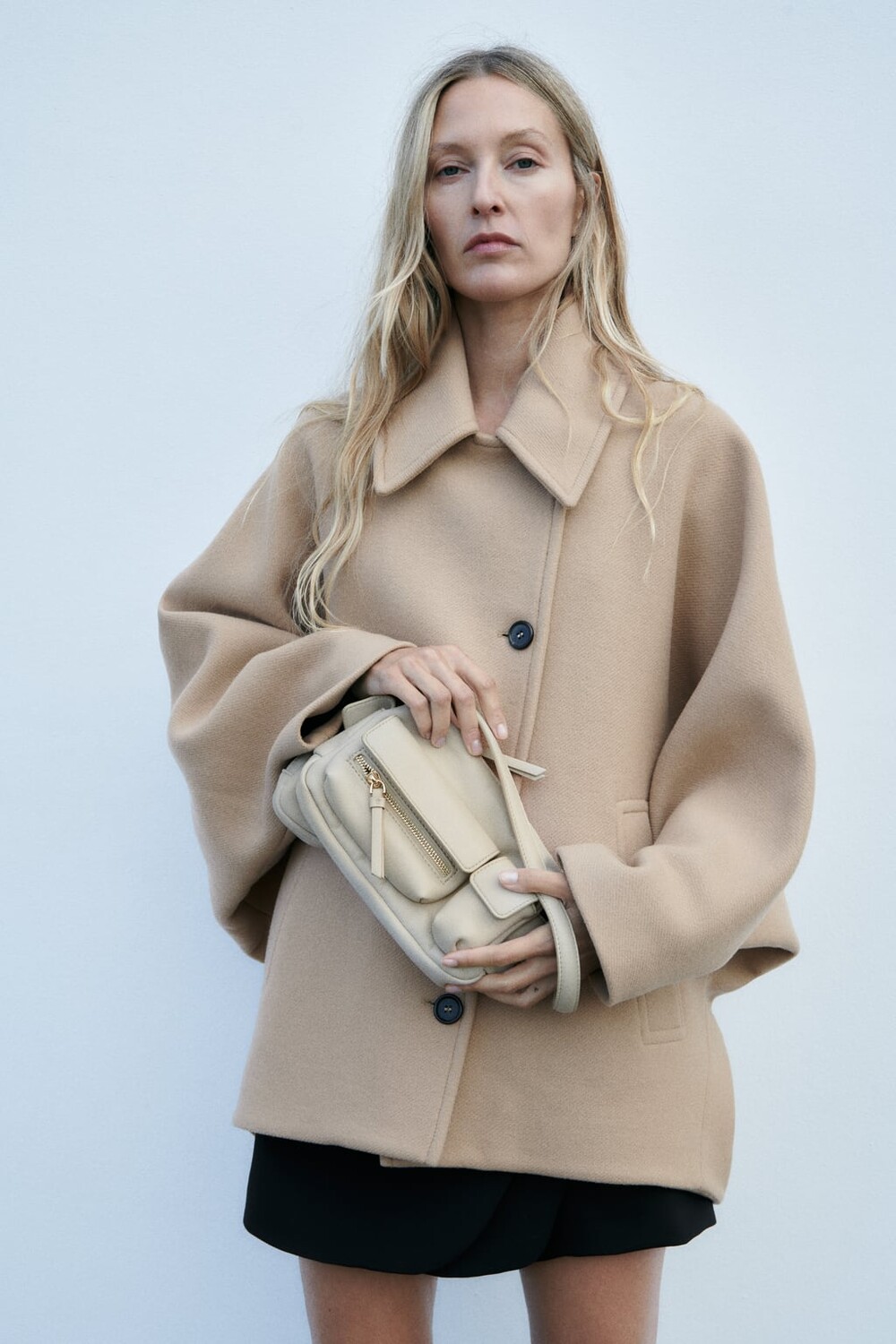 

Сумка через плечо с карманами ZARA, экру