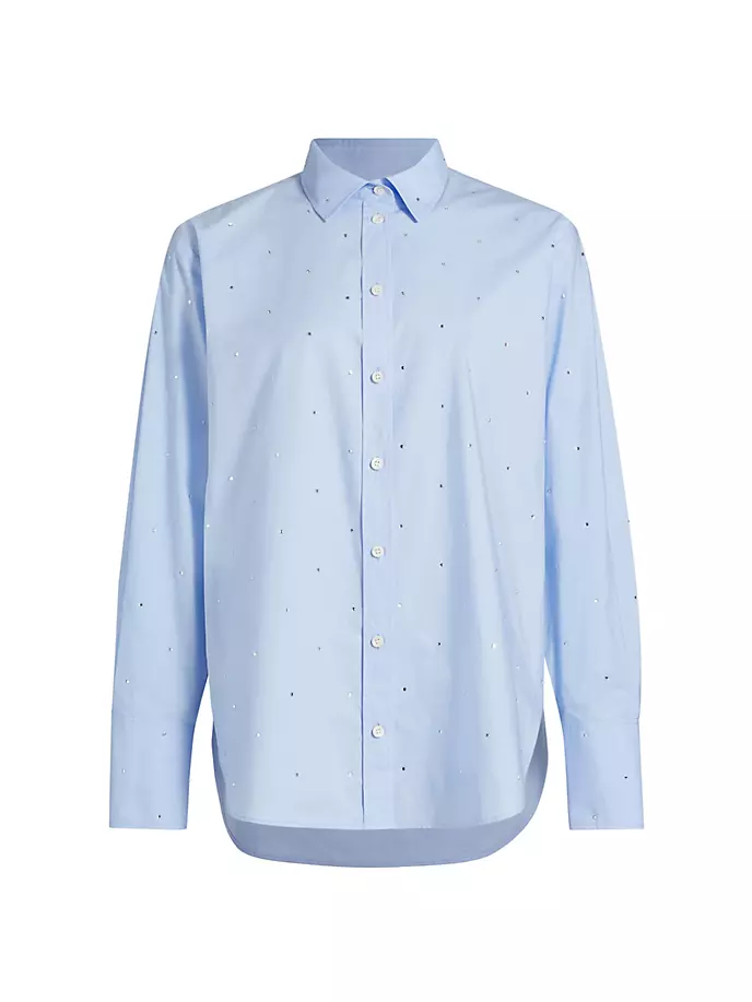 

Хлопковая рубашка оверсайз с кристаллами Frame, цвет chambray