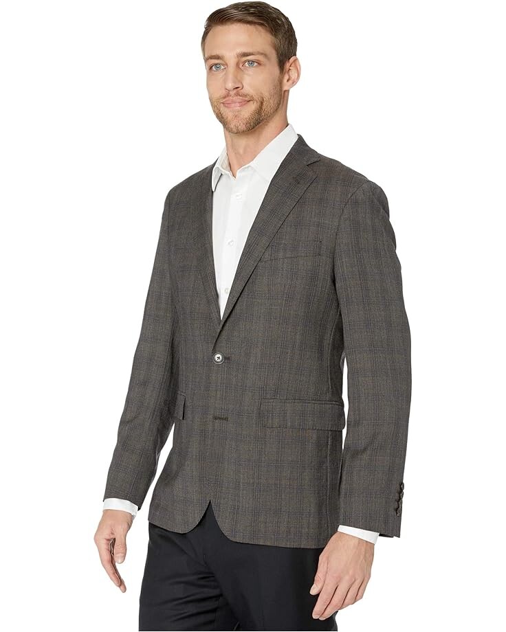 

Пальто Cole Haan Slim Fit Suit Separate Coat, цвет Brown Plaid