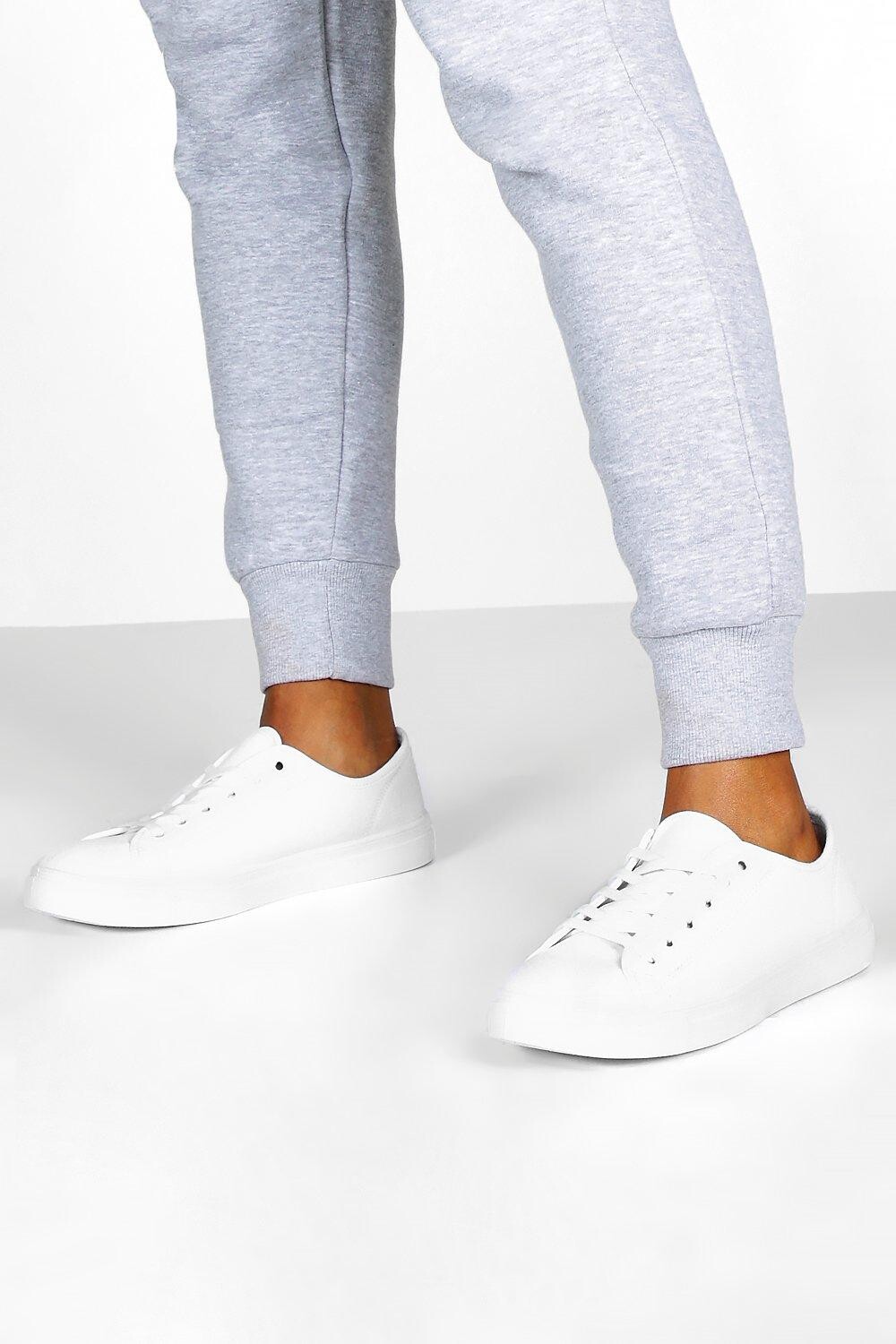 

Туфли на шнуровке basic канвас Boohoo, белый