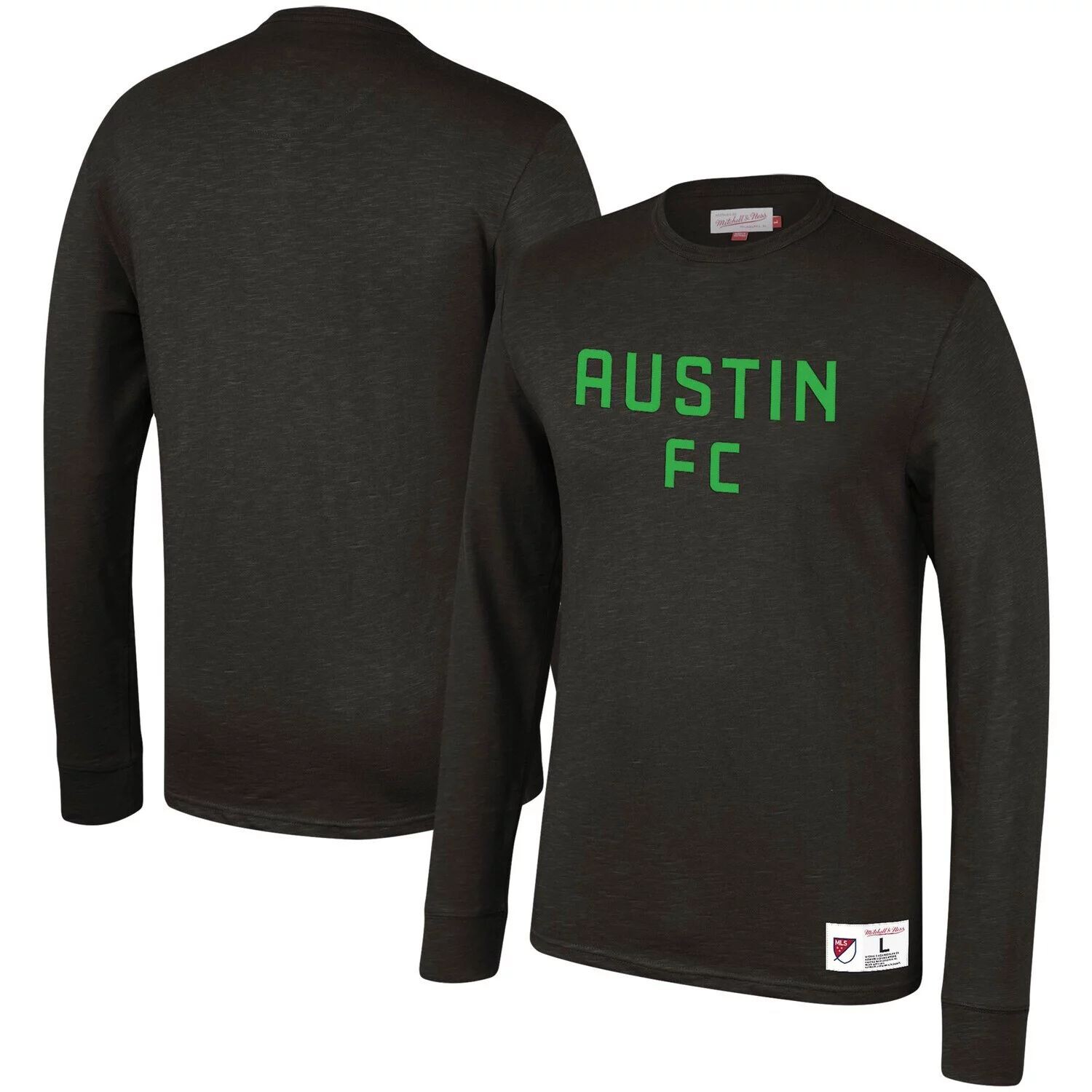 

Мужская черная футболка с длинным рукавом Mitchell & Ness Austin FC Slub, Черный