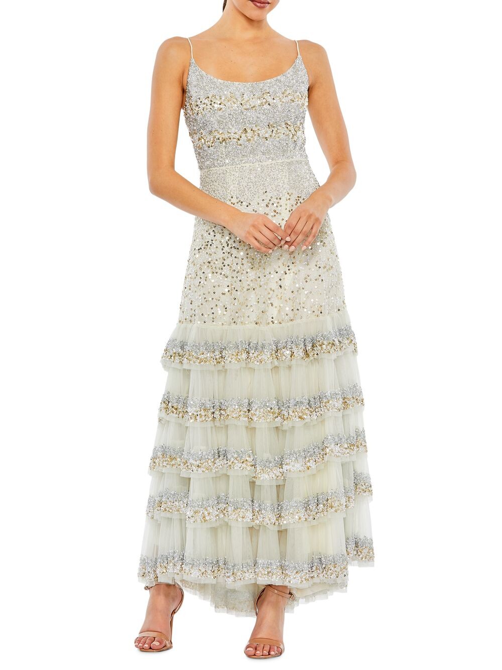 

Украшенное ярусное платье Mac Duggal