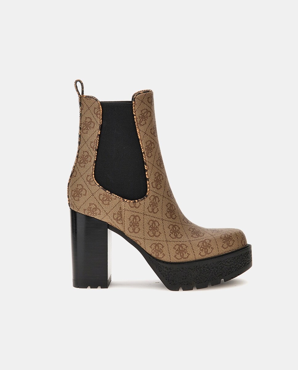 

Женские синтетические ботинки челси с логотипом и платформой Guess, коричневый