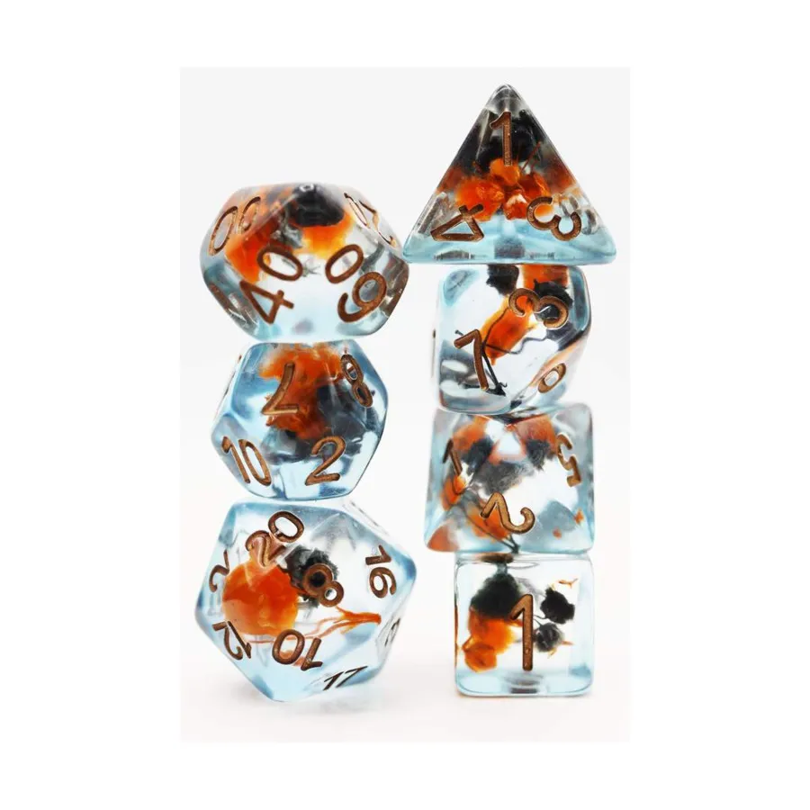 

Набор Poly — оранжевый и серый цветок с бронзой (7), Dice Sets - Resin/Acrylic - Rainbow & Multi-Colored (Foam Brain Games)