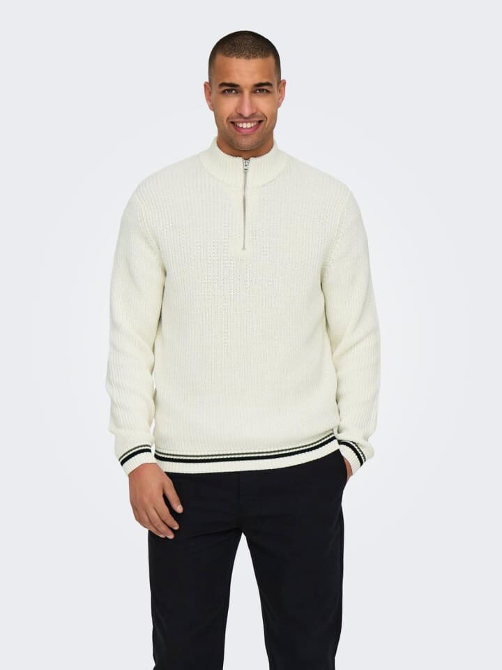 

Пуловер Only&Sons Strick Stehkragen Regular Fit Langarm, белый