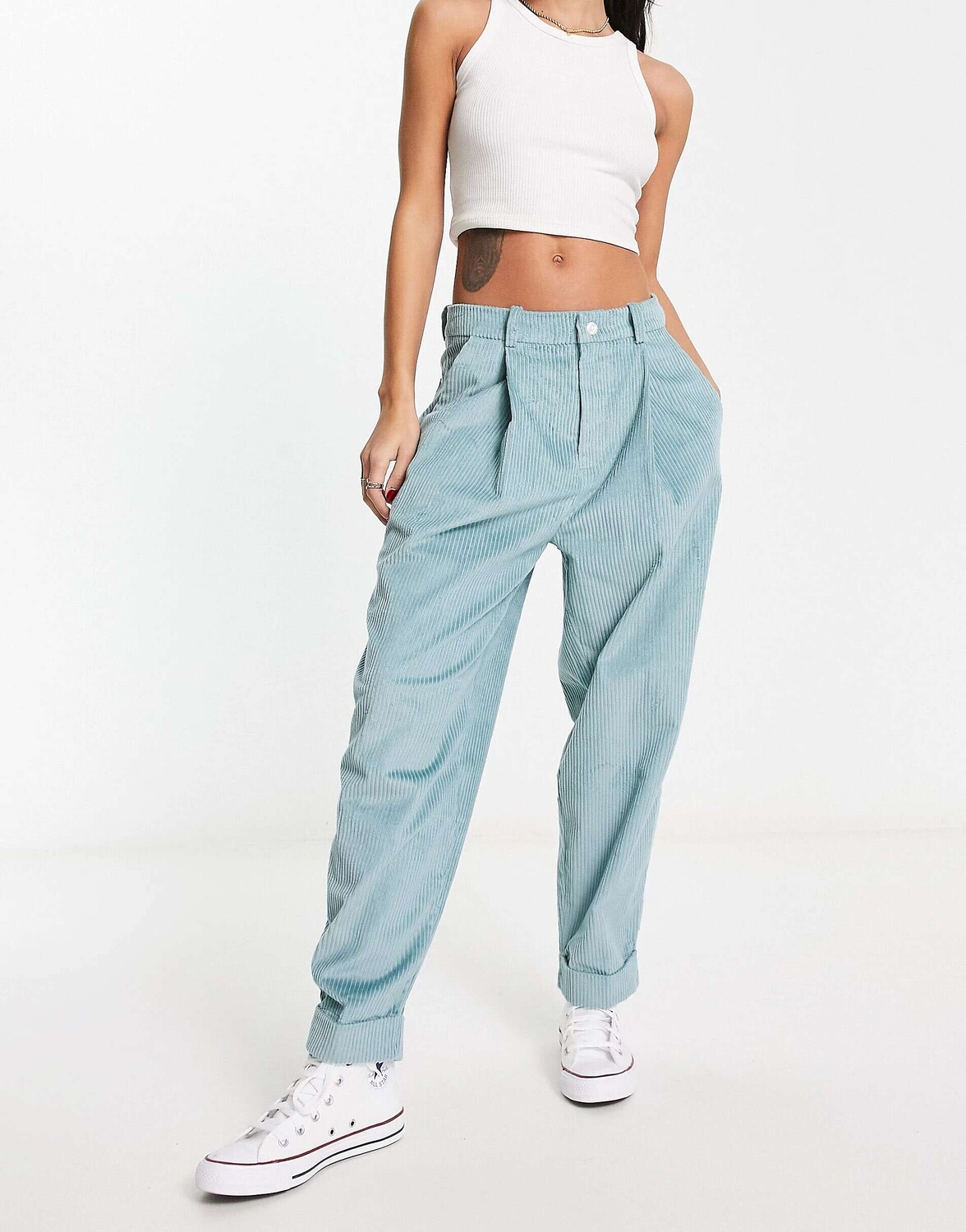 

Бирюзовые вельветовые свободные брюки ASOS KENYA, Зеленый