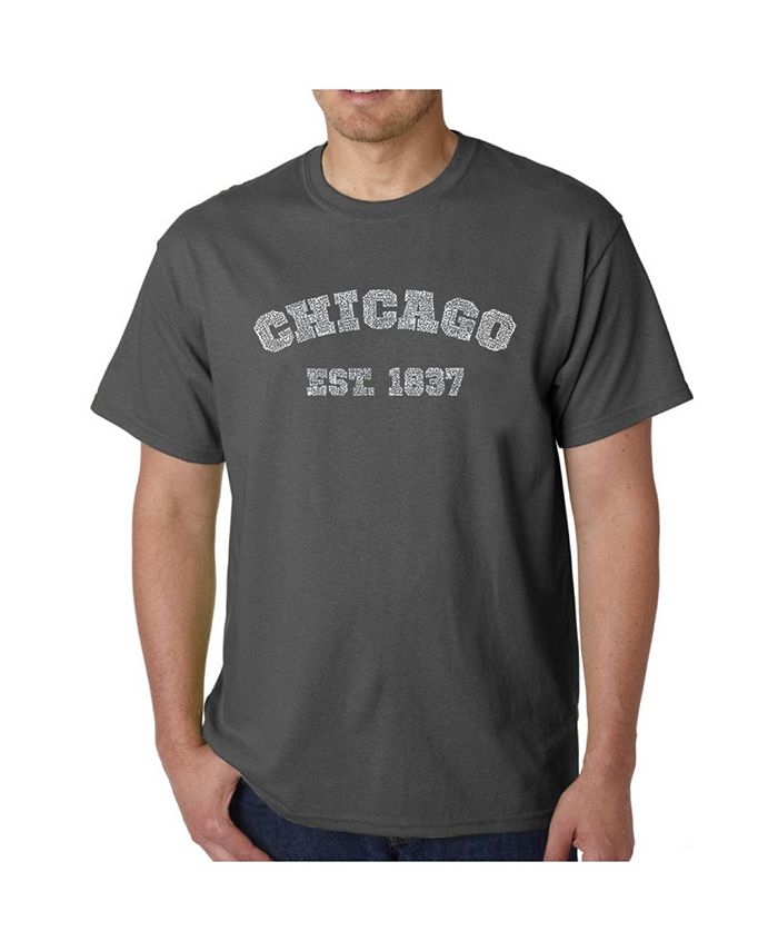 чикаго Мужская футболка с рисунком Word Art — Чикаго, 1837 г. LA Pop Art, серый