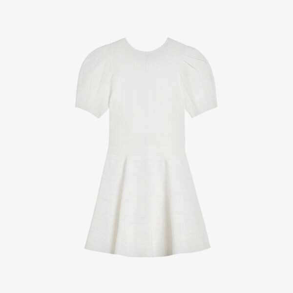 

Бархатное мини-платье из эластичной ткани с пышными рукавами Ted Baker, белый