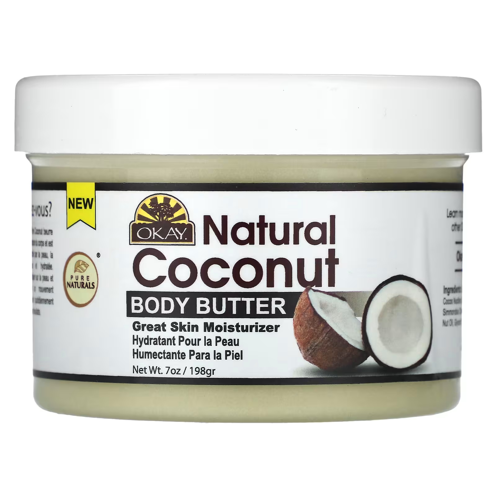 Кокосовое масло Okay Pure Naturals для тела, 198 г африканское масло ши okay pure naturals для кожи и волос 212 г