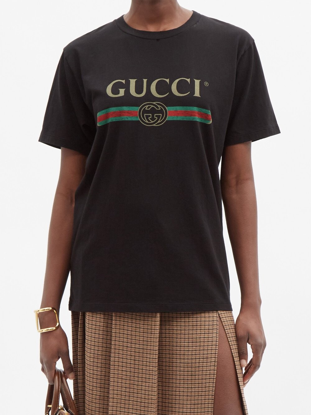 

Хлопковая футболка с логотипом Gucci, черный