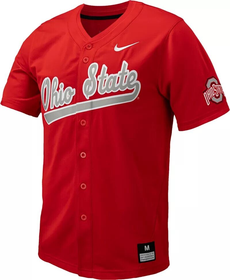 

Мужская бейсбольная майка Nike Ohio State Buckeyes Scarlet с полной пуговицей