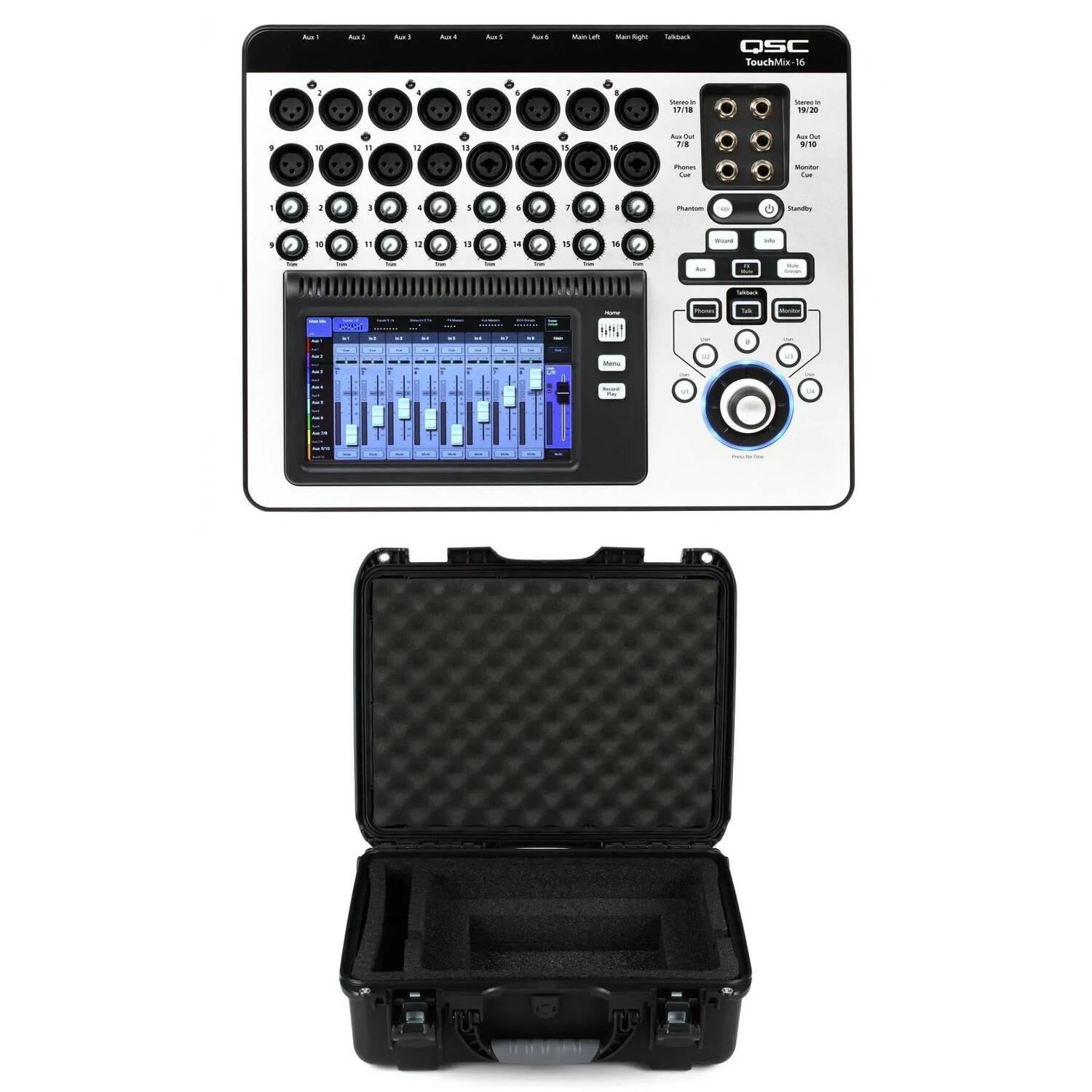 

QSC TouchMix-16 22-канальный цифровой микшер с сенсорным экраном и футляром