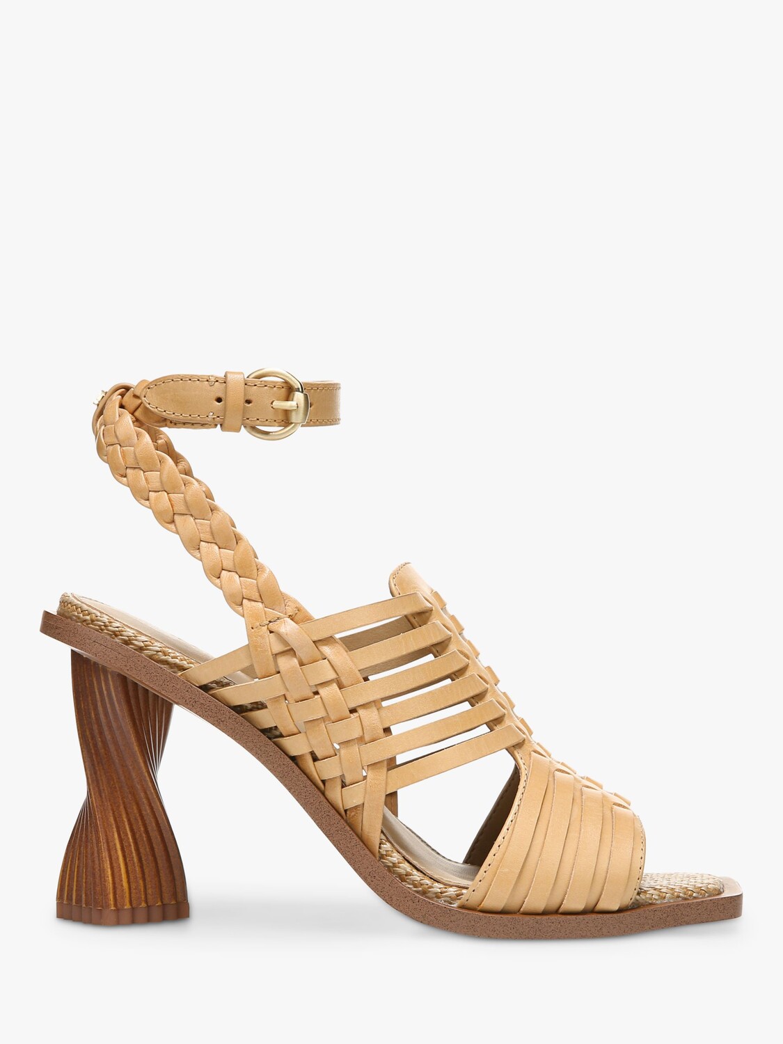 

Босоножки на каблуке Sam Edelman Holland из плетеной кожи с архитектурным рисунком, натуральный песок
