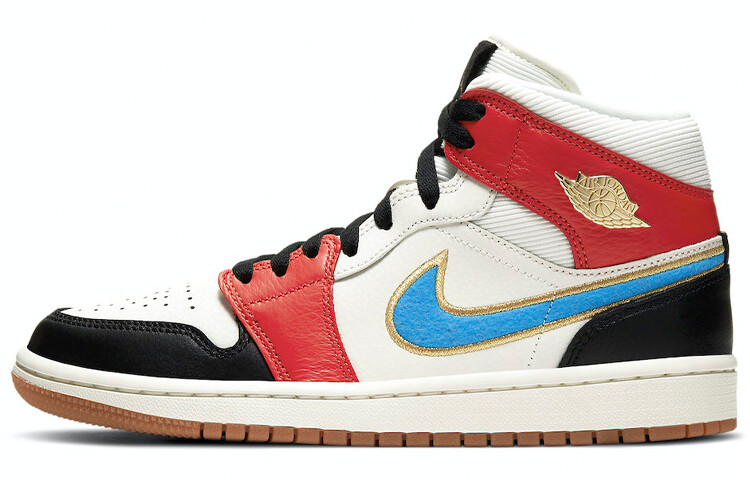 

Air Jordan 1 Mid Se женские винтажные баскетбольные кроссовки Парус/Чили красный/черный/светлый фо