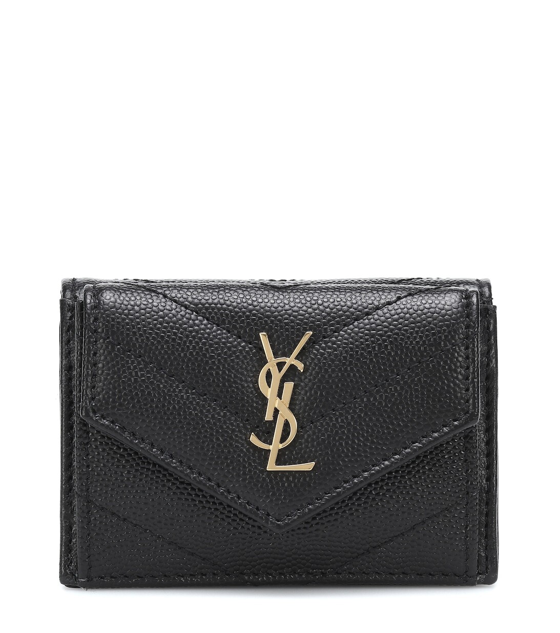 

Кожаный кошелек с монограммой Saint Laurent, черный