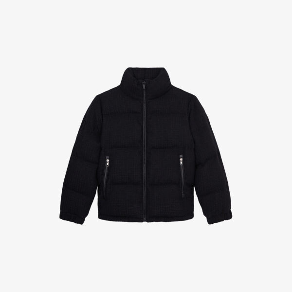 

Пиджак из смесового хлопка с твидовой текстурой и воротником-стойкой The Kooples, черный