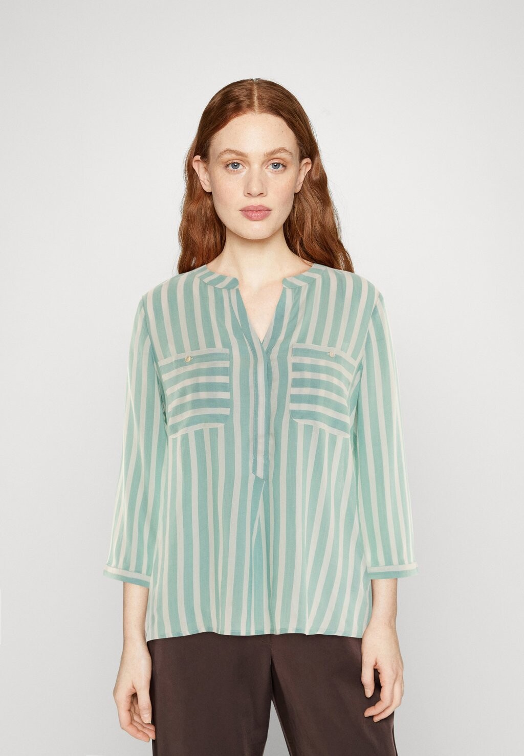 

Блузка TOM TAILOR STRIPED, цвет teal/off-white