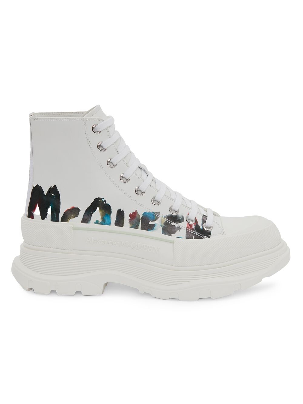 

Кожаные ботинки с логотипом Alexander McQueen, белый