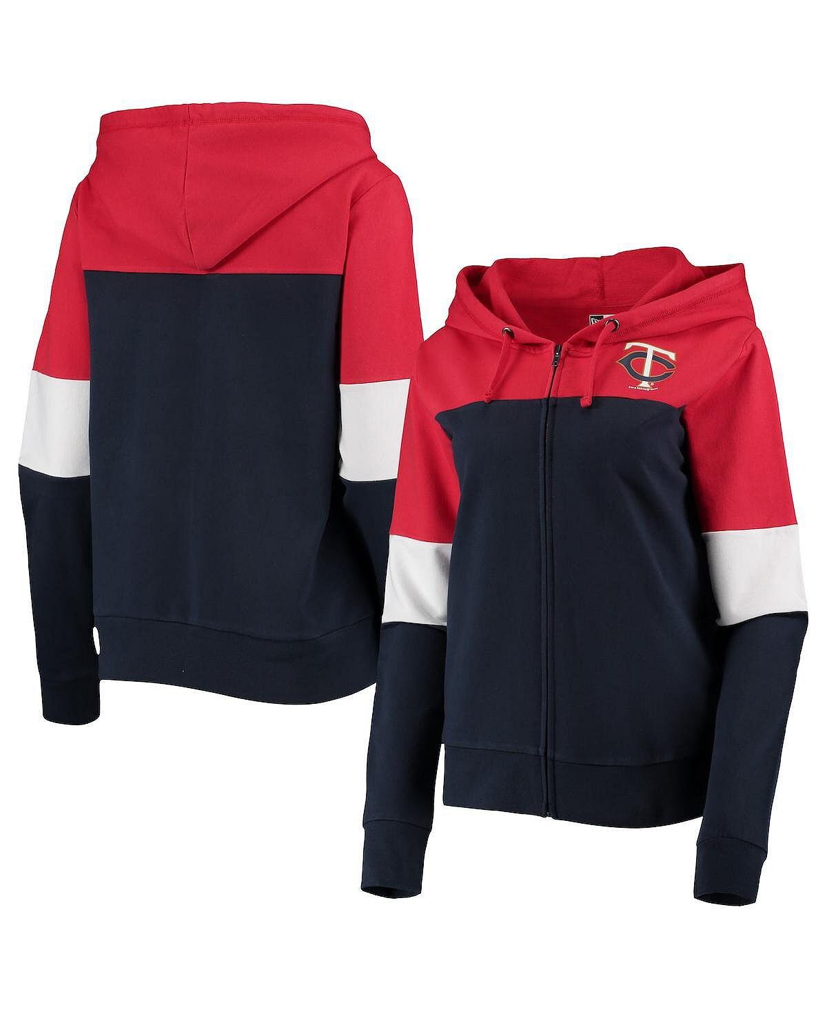 

Женская темно-синяя толстовка с молнией во всю длину Minnesota Twins Colorblock из френч-терри New Era, темно-синий