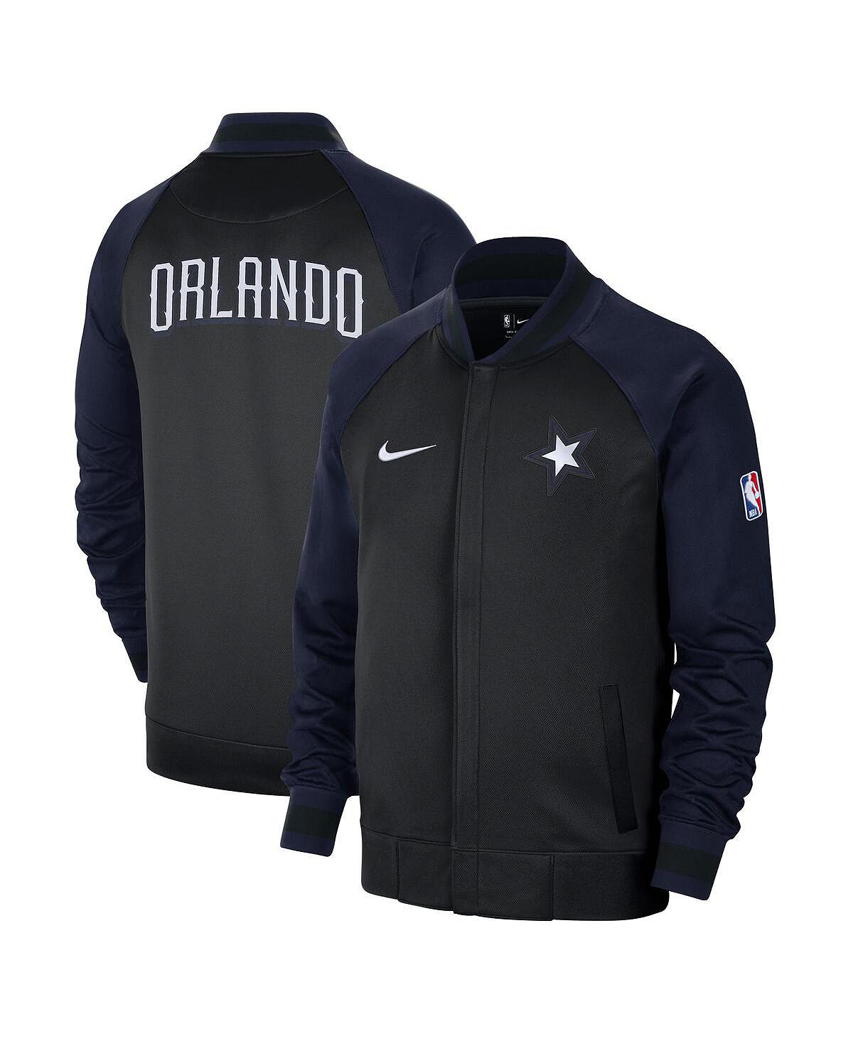 Мужская черная, темно-синяя куртка с молнией во всю длину Orlando Magic 2022, 23 City Edition Showtime Thermaflex Nike