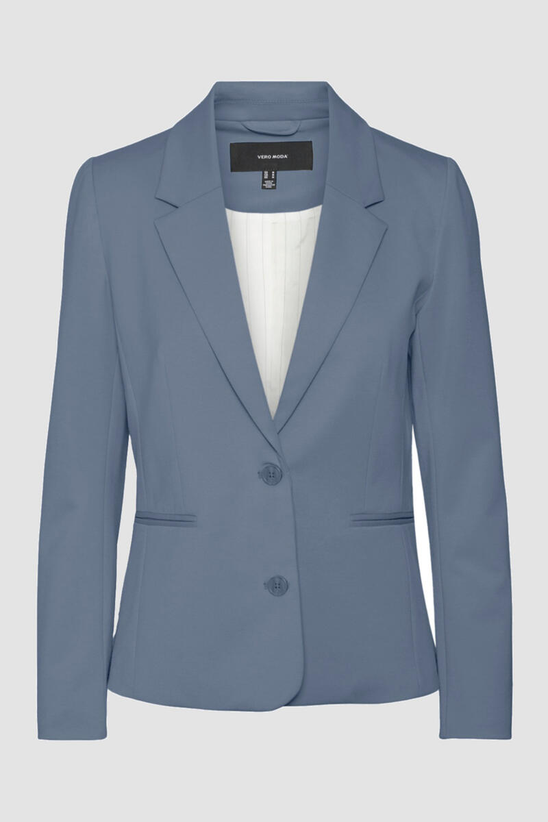Женский пиджак с длинными рукавами и карманами Vero Moda, синий женский однотонный пиджак с длинными рукавами и брюки с шалевым воротником королевский синий