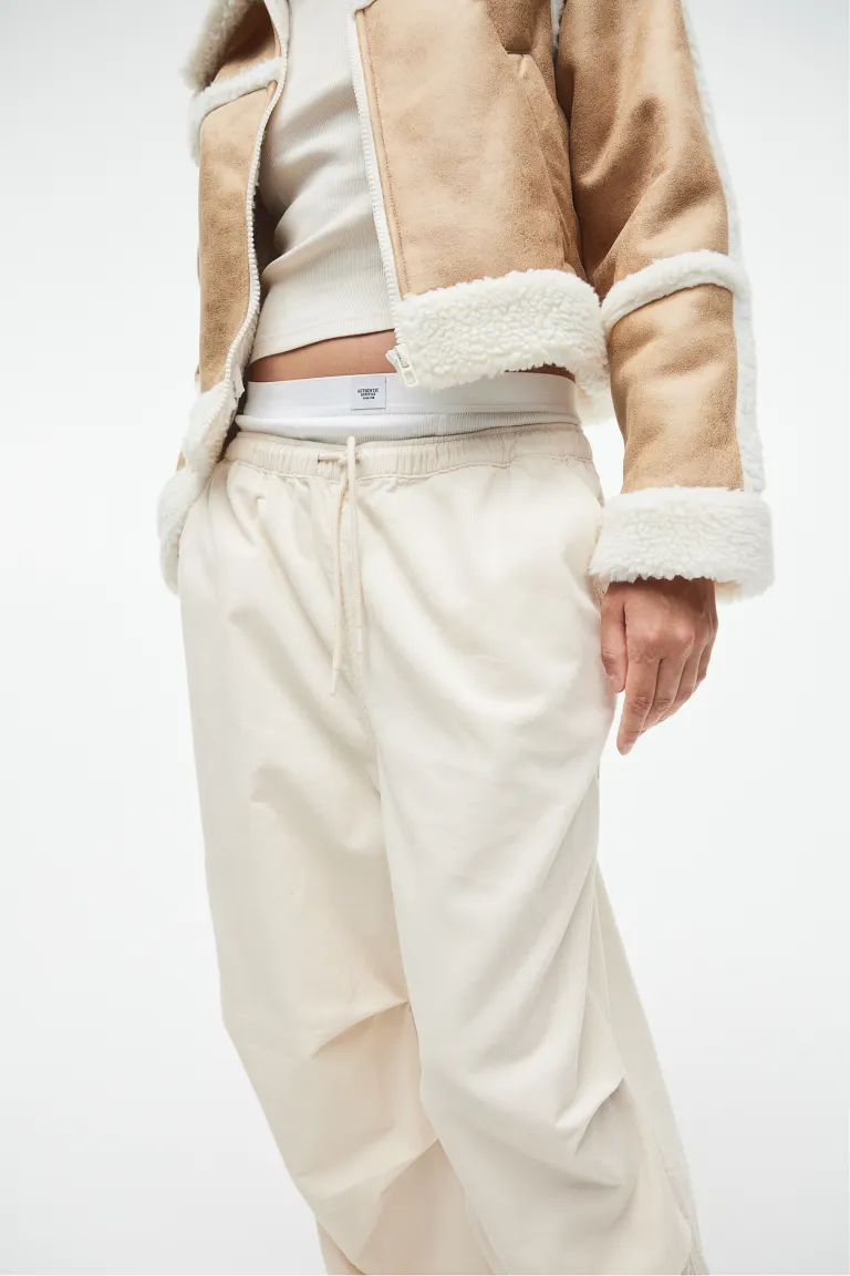 Широкие вельветовые брюки H&M, бежевый