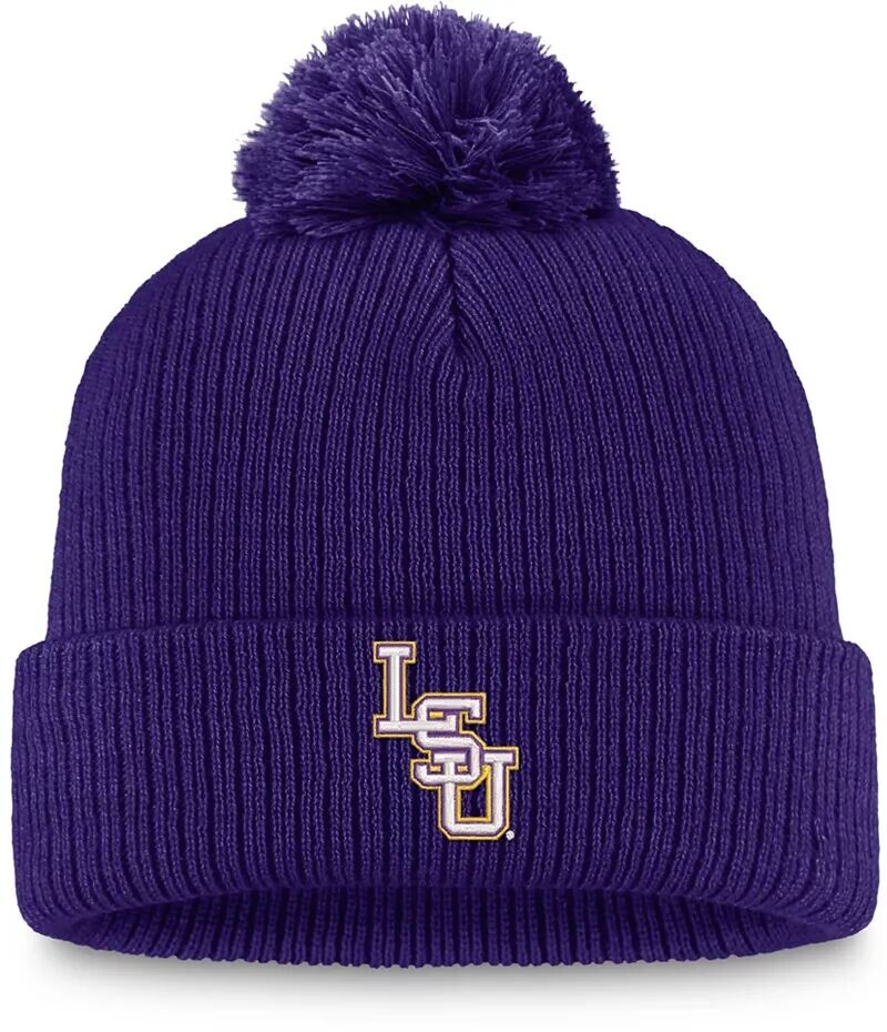 

Фиолетовая вязаная шапка с манжетами и помпонами Top of the World LSU Tigers