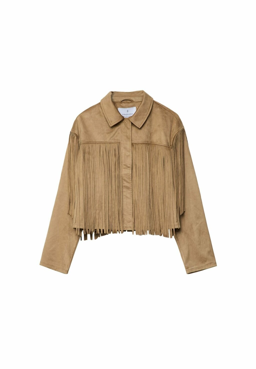 

Рубашка-блузка CROPPED WITH FRINGING Stradivarius, светло-коричневый