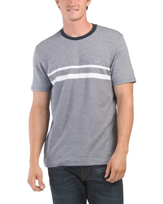 

Футболка с полосками на груди из пике Birdseye Original Penguin, цвет Dark Sapphire