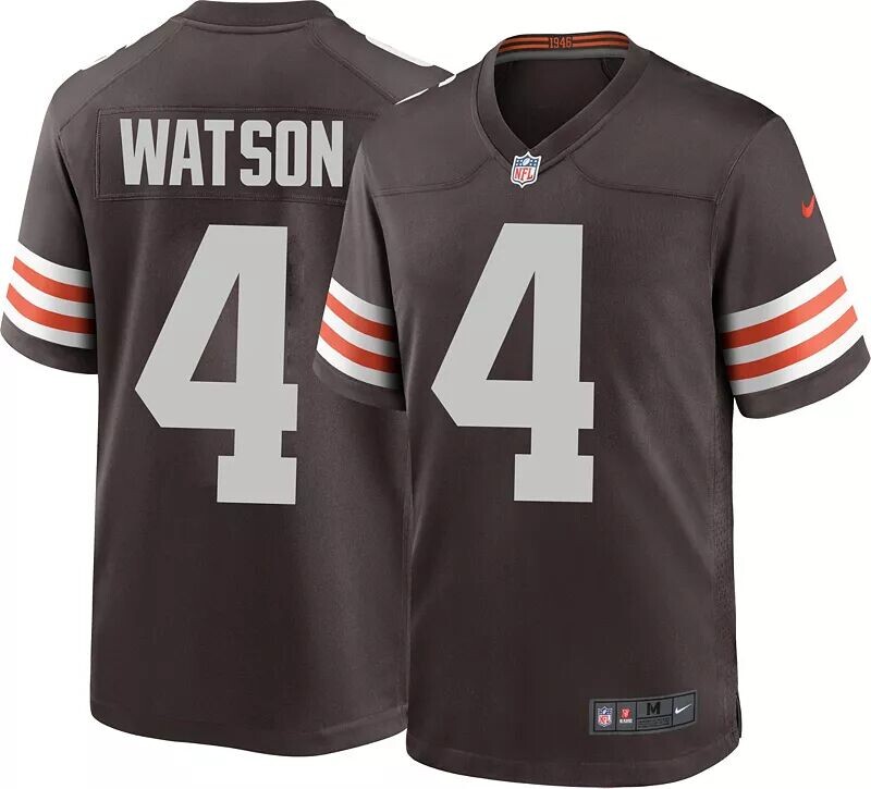 

Мужское джерси Nike Cleveland Browns Deshaun Watson #4 коричневого цвета для игры