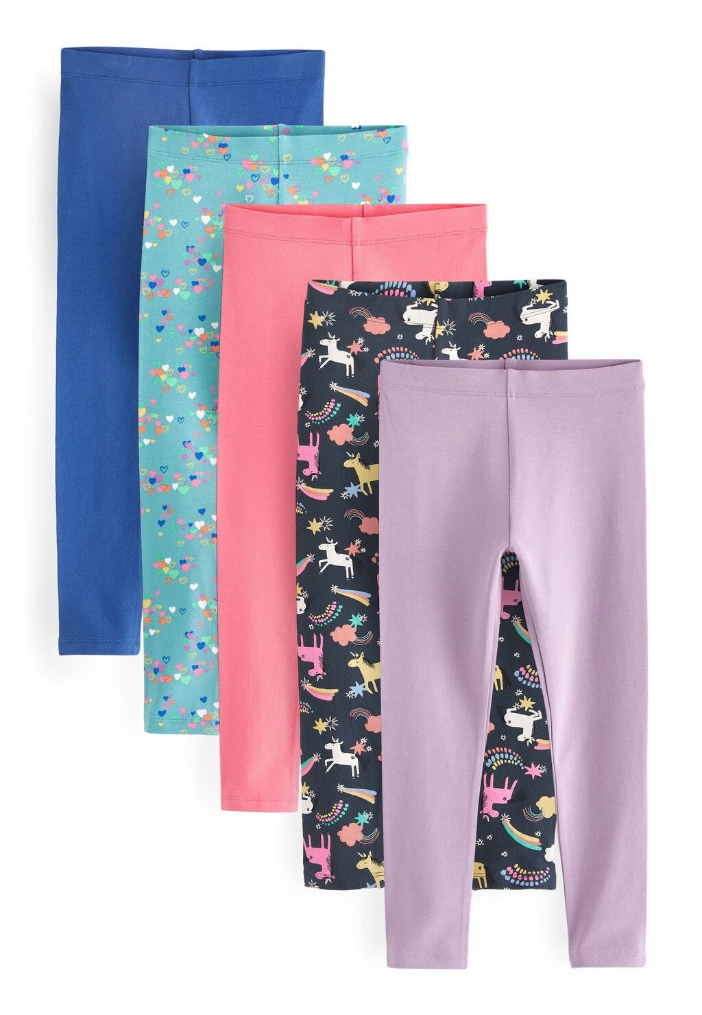 

Леггинсы 5 Pack Next, цвет navy blue rainbow unicorn pink heart print